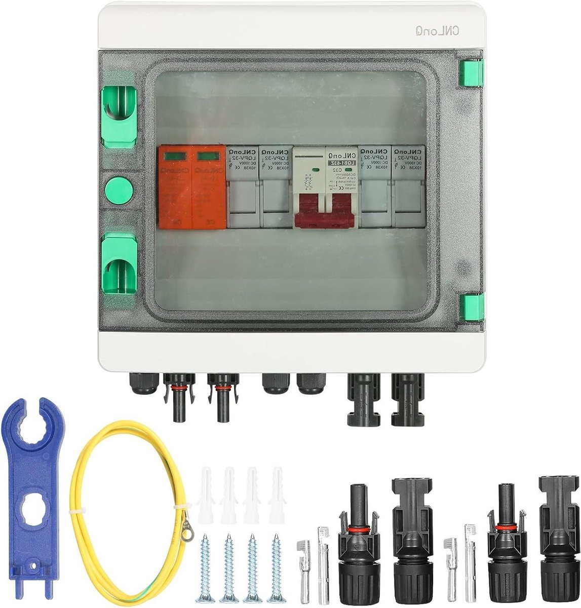 Zonnepaneel Combiner Box - Verdeelkast Zonnestelsel - Stroom Veilige Verbinding - Waterdichte Plastic Behuizing - 500V 32A - Grijs