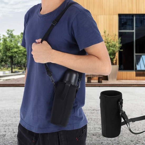Fles Cover - Fleshouder Tas - Outdoor Activiteiten - Verstelbare Schouderriem - 650 Milliliter - Zwart — afbeelding 2