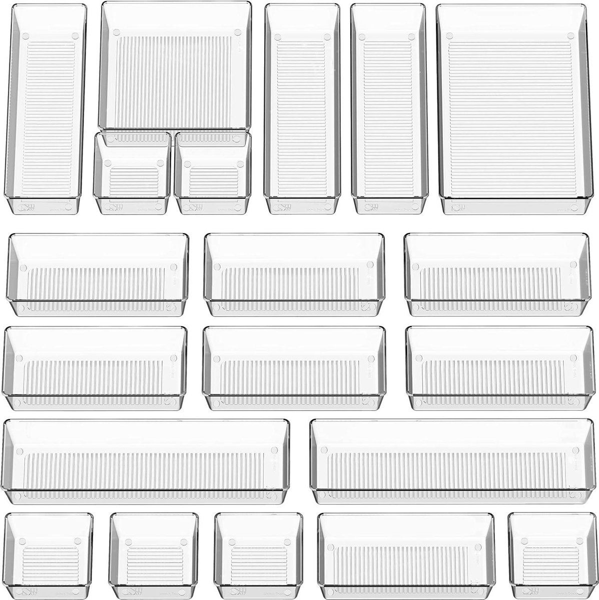Lade Organizers - Opbergbakjes - Alles Netjes Houden - Antislip Bodem - 20 Stuks - Transparant