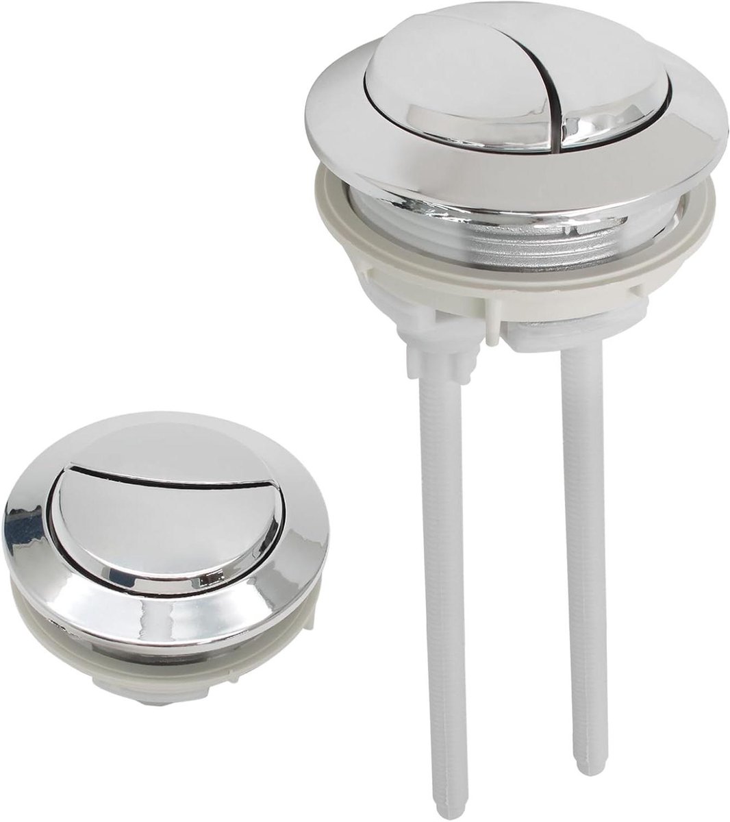 Toilettank Drukknop - Dubbele Spoelknop Toilet - Toilet Reparatie - Verstelbare Staaf - 38 mm Schroefdraad - Zilver
