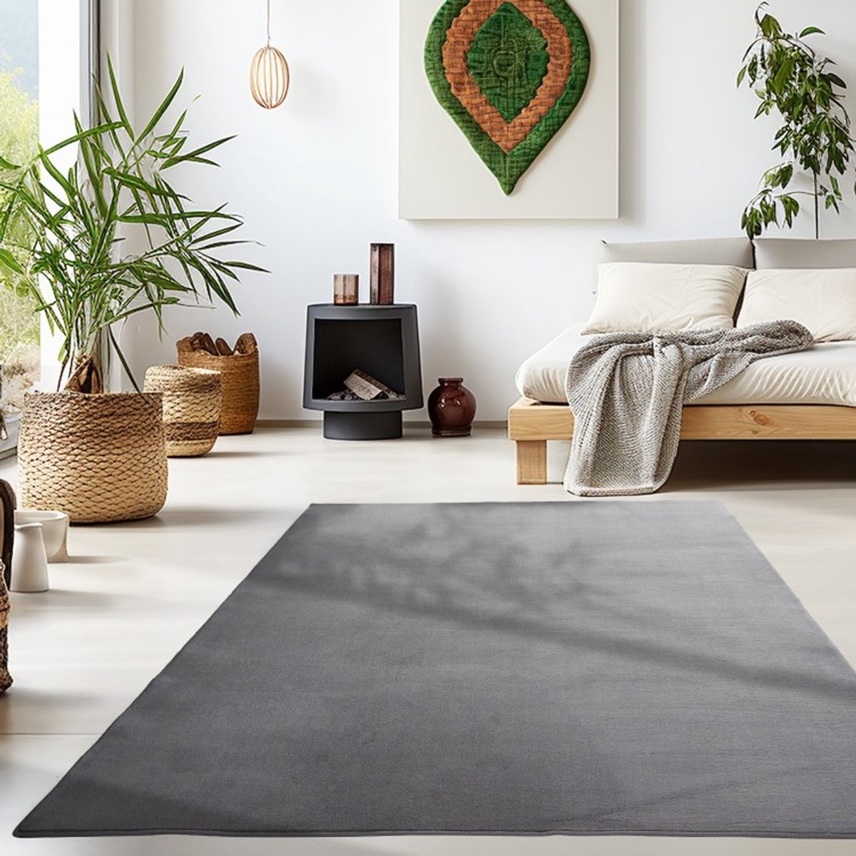 TapisTrend Designer tapijt Grijs 160x230 cm Binnenkleed, voor de woonkamer, antislip, zachte textuur, Scandinavische stijl