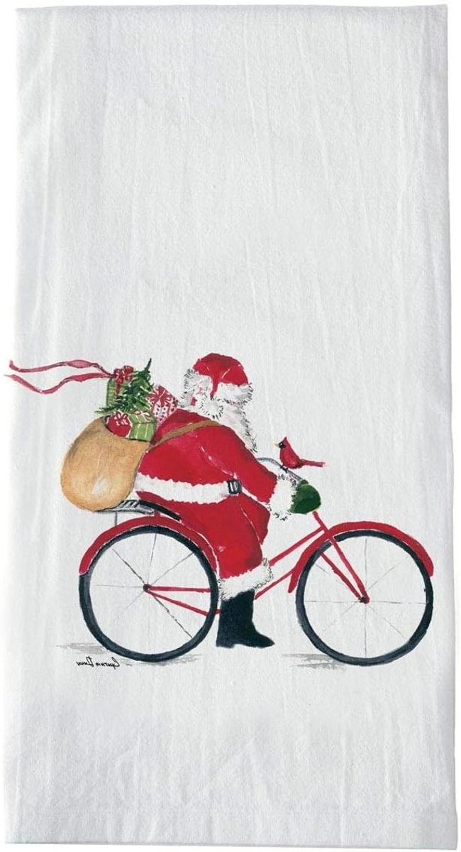 Kerstman Fietshanddoek - Keukendoek Gastendoekje - Keuken Decoratie - Artistieke Keukendoek - 70 x 75 cm - Meerkleurig