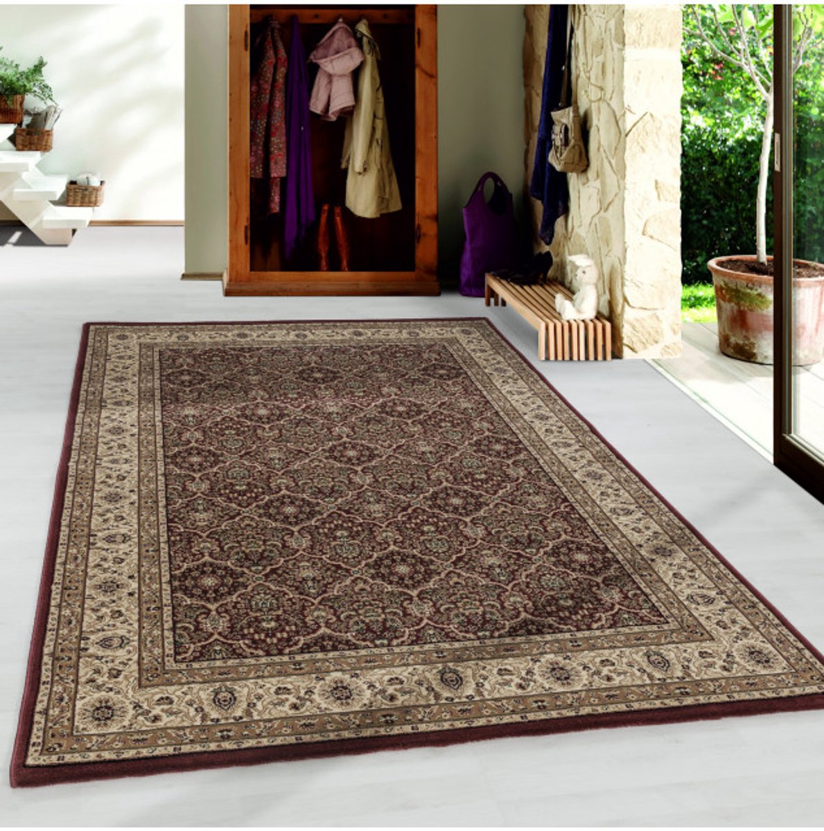 TapisTrend Oosters tapijt Rood 120x170 cm Oosterse laagpolige woonkamertapijt met antiek sierpatroon