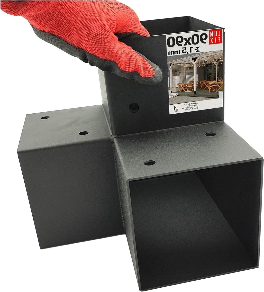 Y-connector Staal - Verbindingselement Hoek - Constructie Versterken - Verzinkt Gepoedercoat - 92x185x182x1.5mm - Zwart