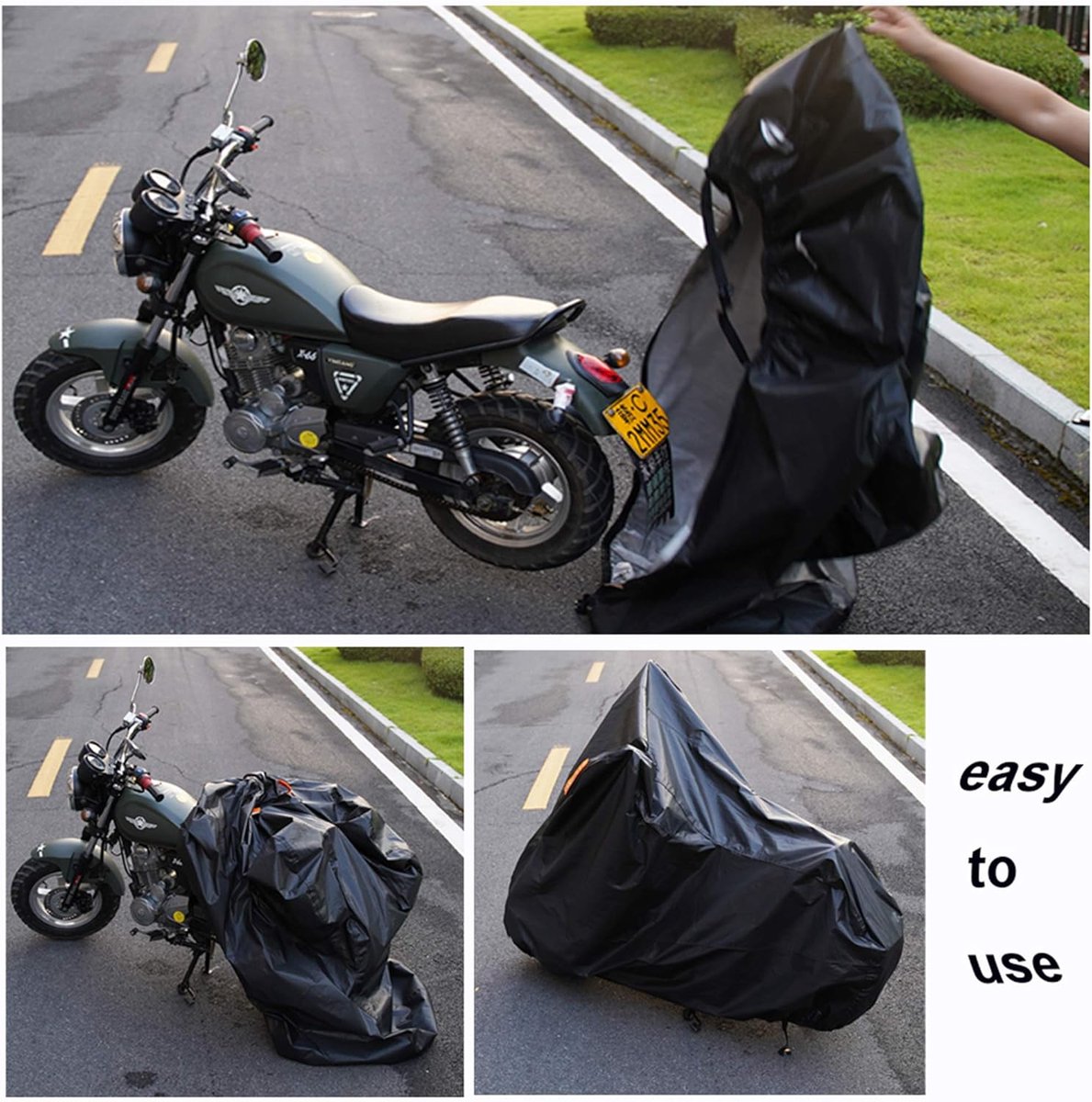 Motorhoes Waterdicht - Motorfiets Cover - Bescherming Motor - 5-Laags Ademend Materiaal - 260 x 104 x 124 cm - Zwart