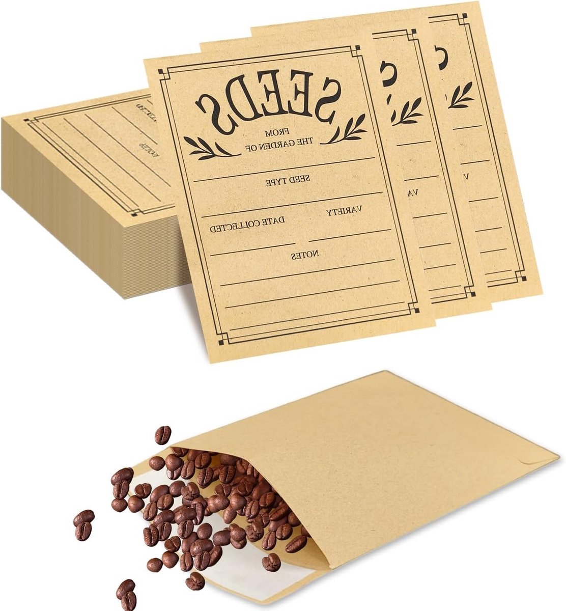Kleine Bruine Enveloppen - Zelfklevende Kraft Papieren Zakjes voor Zaden, Muntstukken en Stempels (8x10cm) - Perfect voor Organisatie en Bewaring
