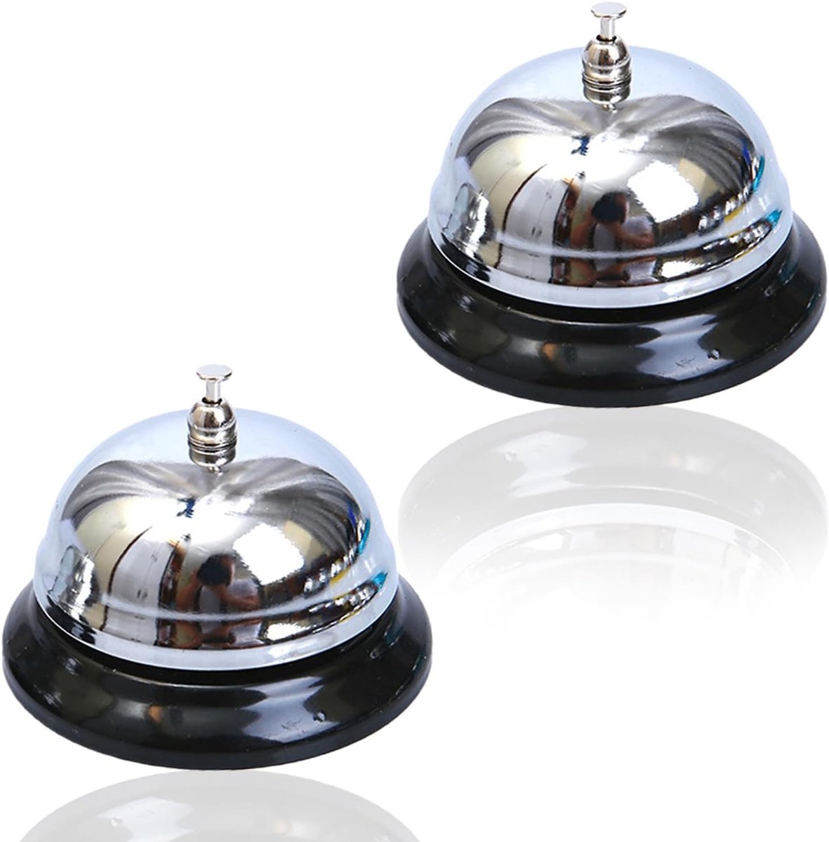 2 Stuks Gepolijste Metalen Tafelbel voor Hotelreceptie en Restaurantgebruik, Perfect voor Klantenservice en Gastvrijheid
