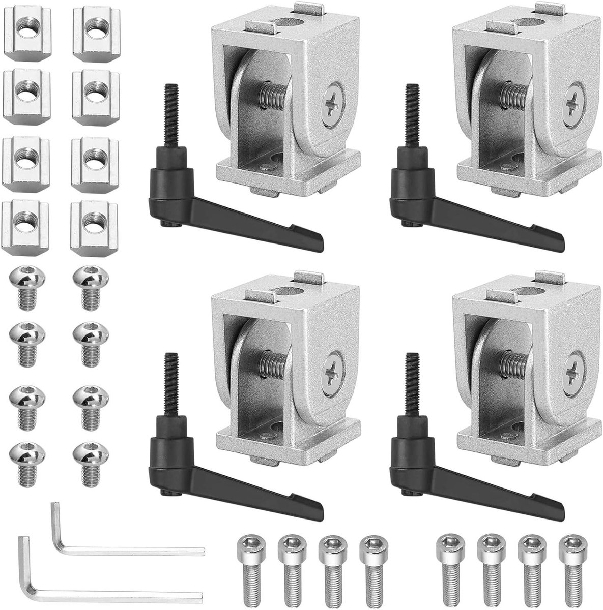 Hoekverbinder Aluminium Profiel - Scharnierconnector Flexibel - Verbinding Profielen Maken - Verstelbare Hoekverbinding - Voor 2020 Profiel 6mm Sleuf - Zilverkleurig