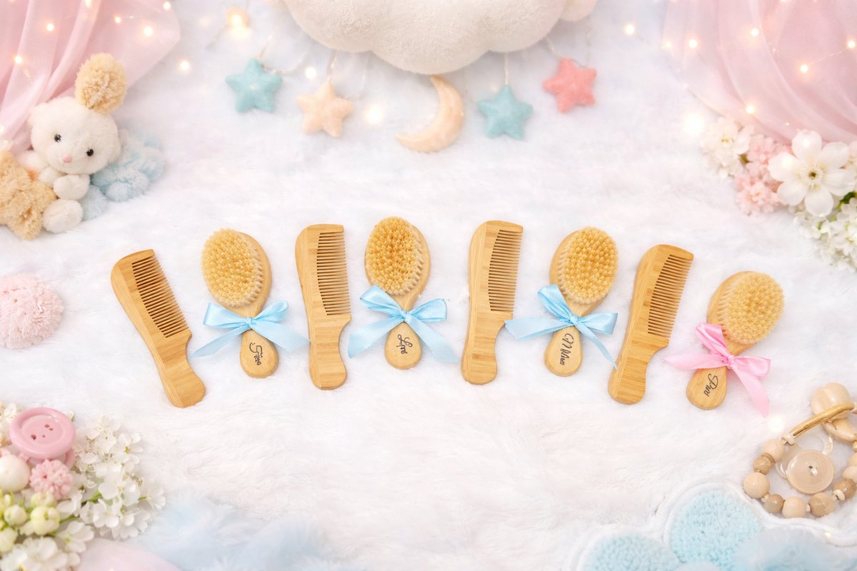 Gepersonaliseerd houten kam en borstel setje 2 stuks - Hawsaz.nl cadeau - Genderneutraal - Borstelset - kraamcadeau - Babycadeau - Cadeau voor tweeling - Kraamcadeau met naam - Verzorgingsset - Geboortecadeau met naam voor jongens en meisjes – foto 3
