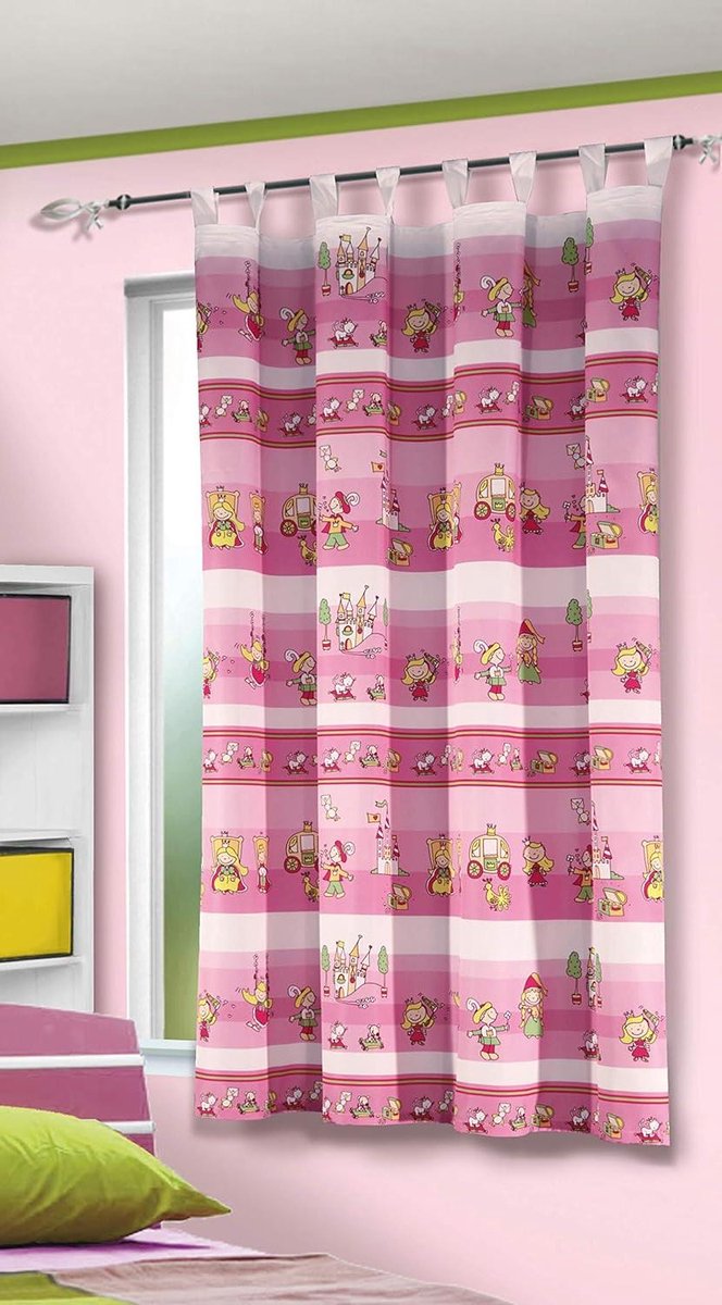 Decoratieve Sjaal - Gordijnpaneel Raambekleding - Meisjeskamer Inrichten - 8 Lus Bevestigingen - 160 x 135 cm - Roze