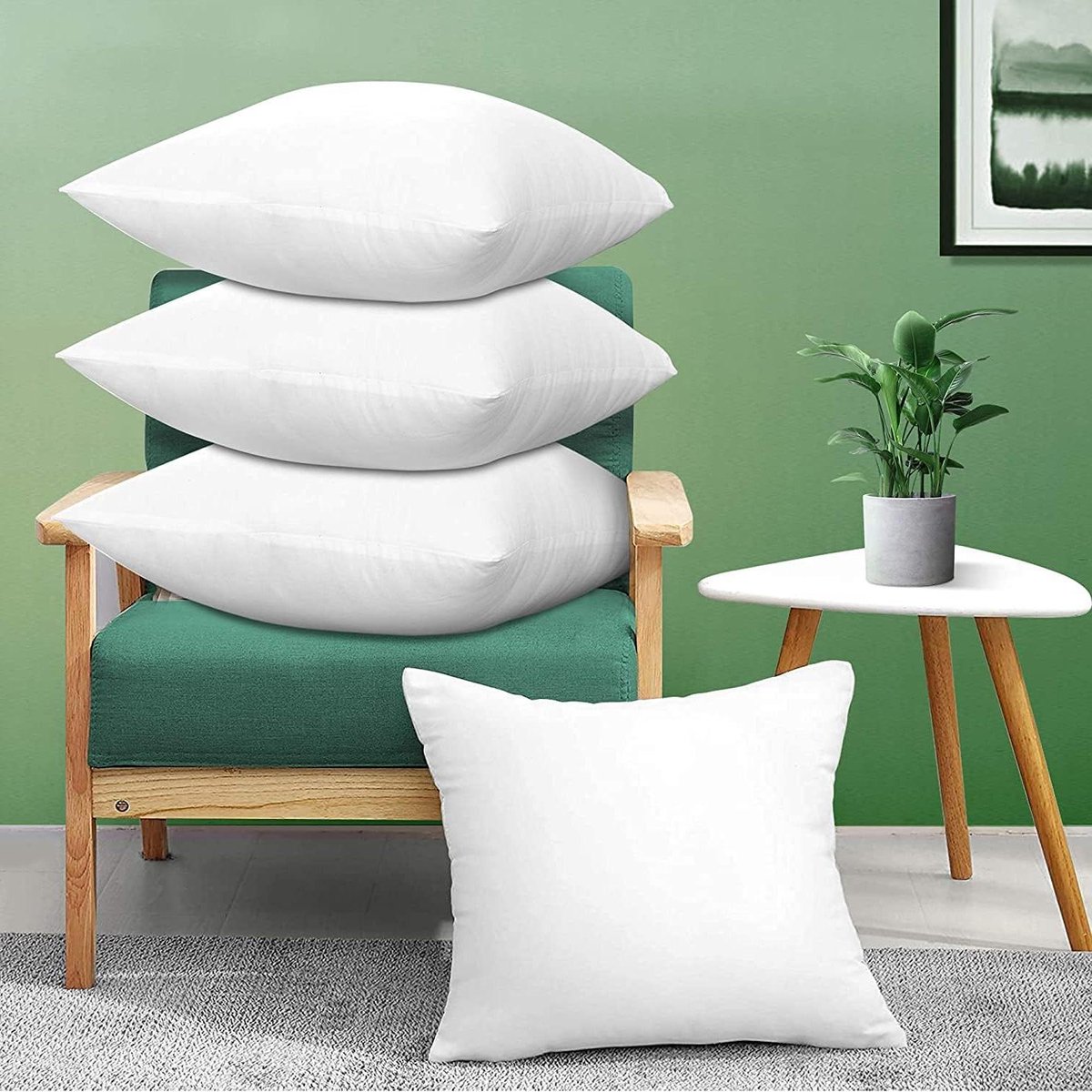 Sierkussen Inzetstukken - Kussen Stuffer - Decoratieve Ondersteuning - Hoge Veerkracht Vulling - 26 x 26 Inch (4 stuks) - Wit