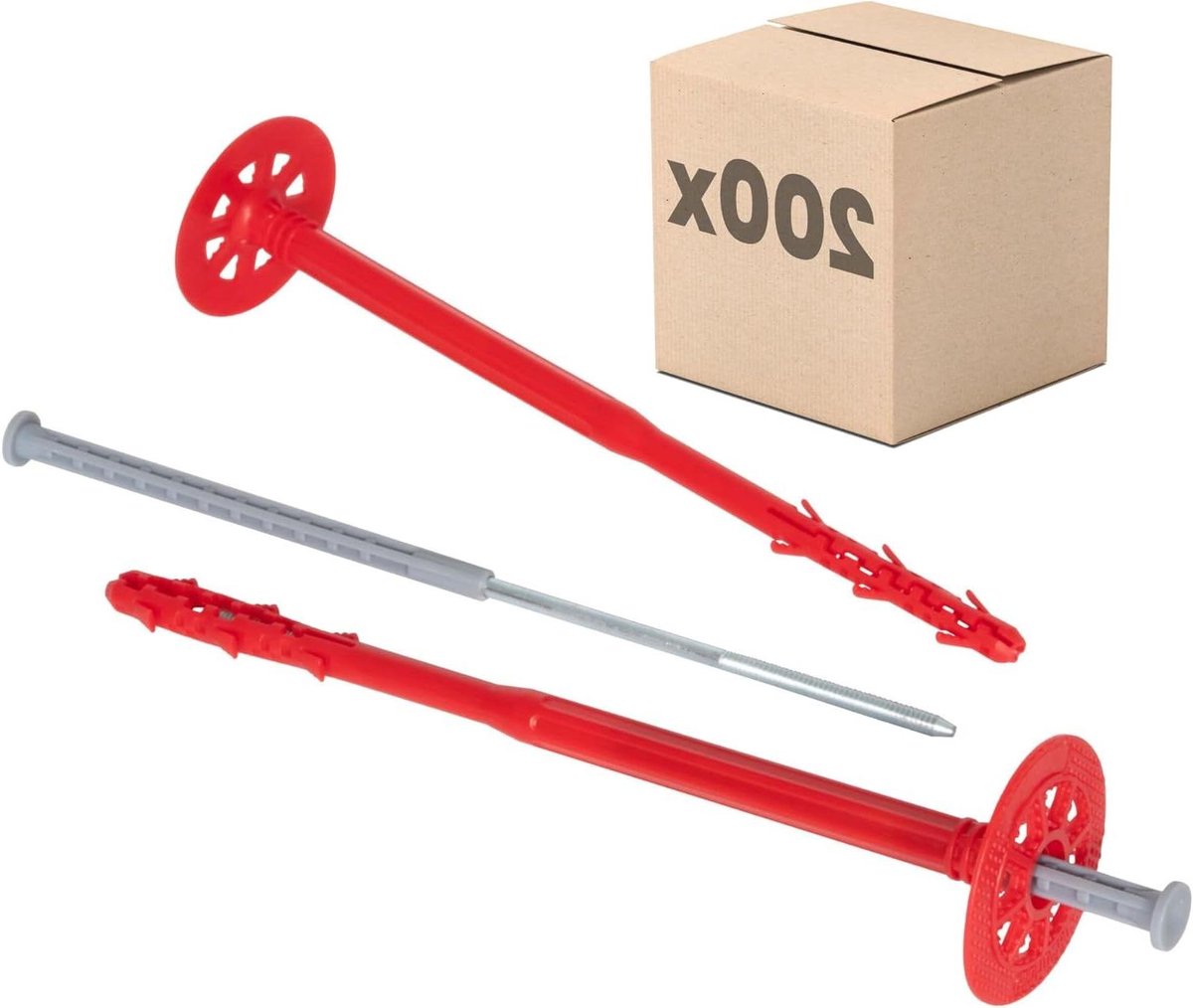 Isolatiepluggen met Nagel - Gevelpluggen Slagpluggen - Gevelisolatie Bevestigen - ETA-gecertificeerd - Ø10 x 300mm 200 stuks - Rood