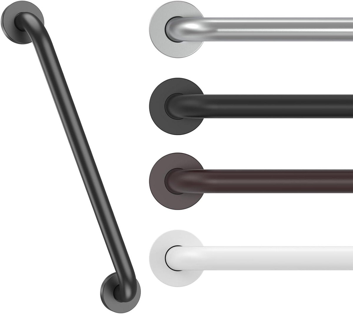 Veiligheidsgrepen Douche - Grijpers Badkamer - Veilig Douchen - Verborgen Schroeven - 40 cm - Zwart