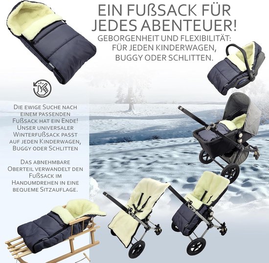 Voetenzak Kinderwagen - Babyzak Winter - Warm Houden Baby - Universele Pasvorm - 90 cm - Zwart — afbeelding 5