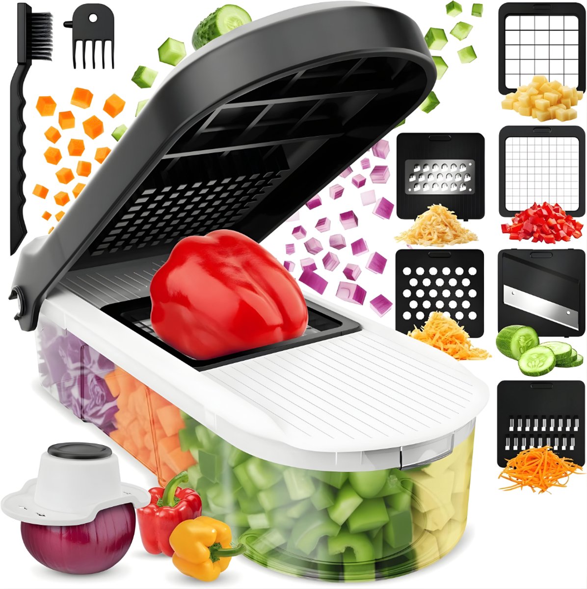REN® Mandoline - Groentesnijder - Groentensnijder - Groentesnijder Electrisch - Groentesnijder Handmatig - Wit - 26cm x 13cm x 8cm