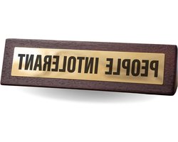 Bureau Bord - Kantoor Decoratie - Rustig Werken - Grappige Tekst - 19cm x 5cm - Bruin