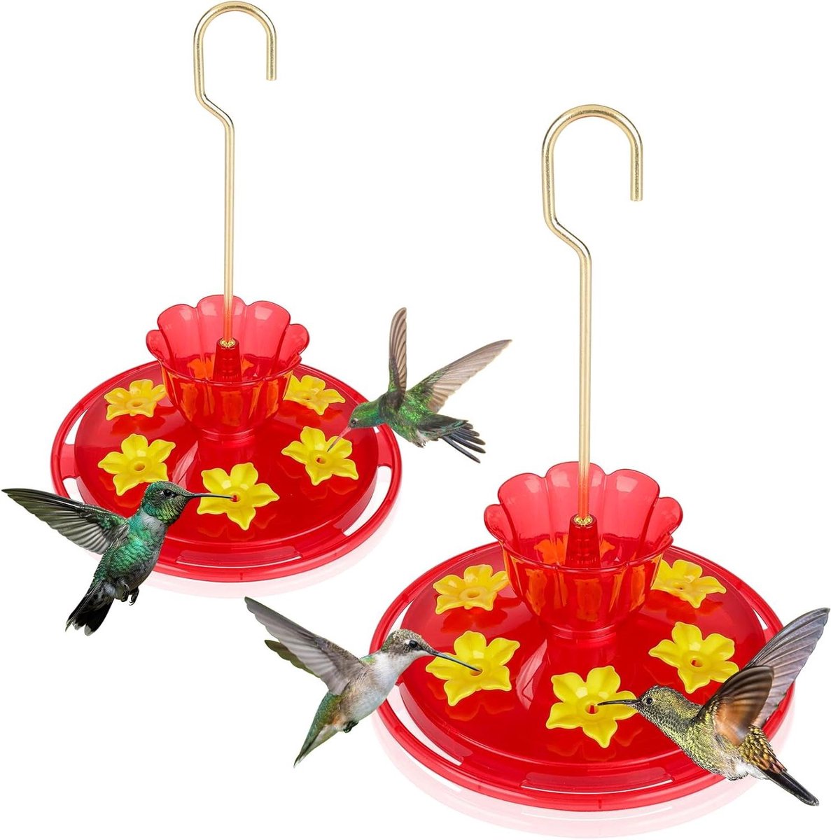 Kolibrievoeder - Voederhuisje vogels - Vogels voeren - Lekvrij ontwerp - 2 stuks 7 oz - Rood