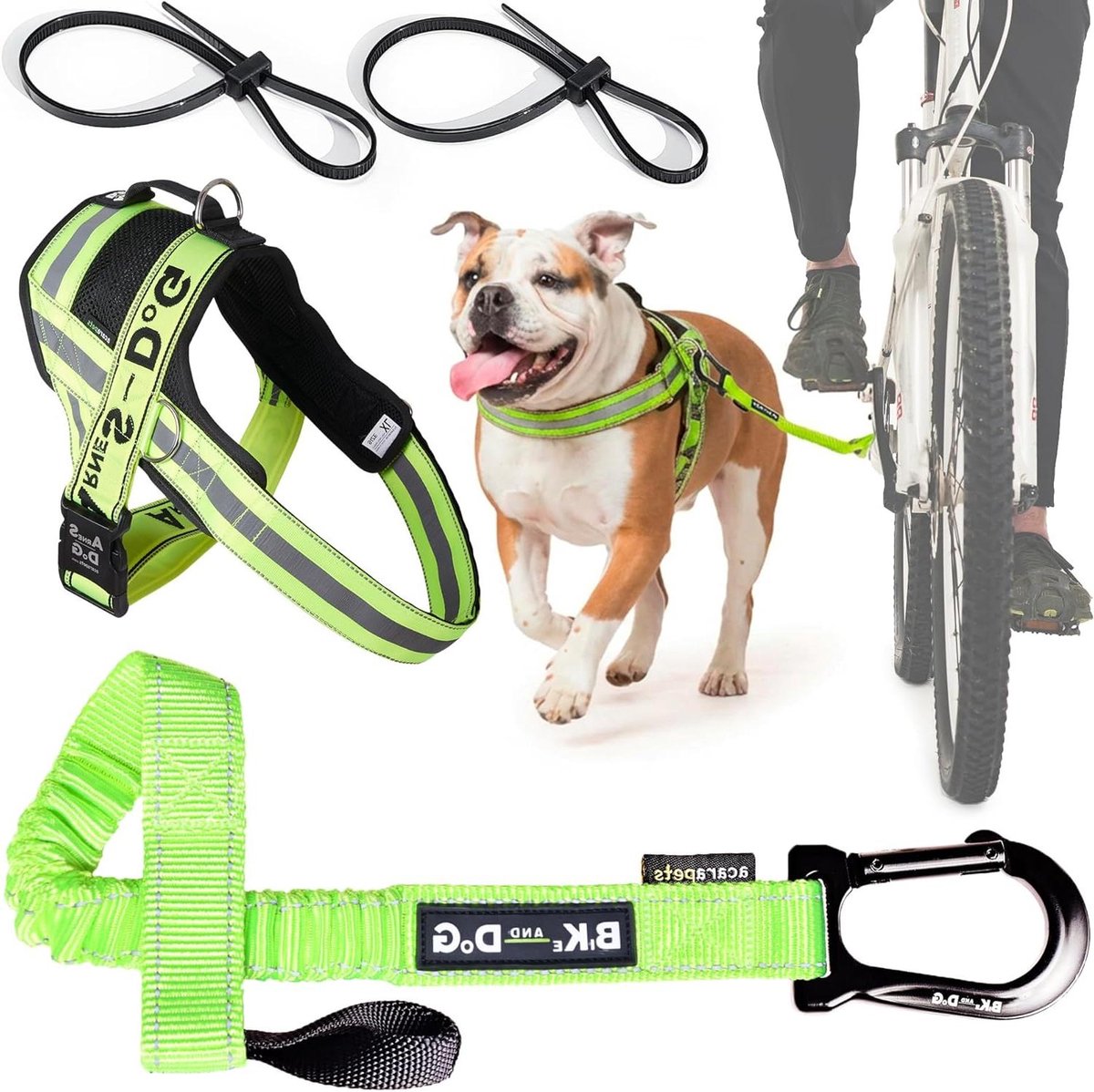 Hondentuig Fietsharnas - Hondenriem Fiets - Fietsen met Hond - Gepatenteerd Systeem - XL - Geel