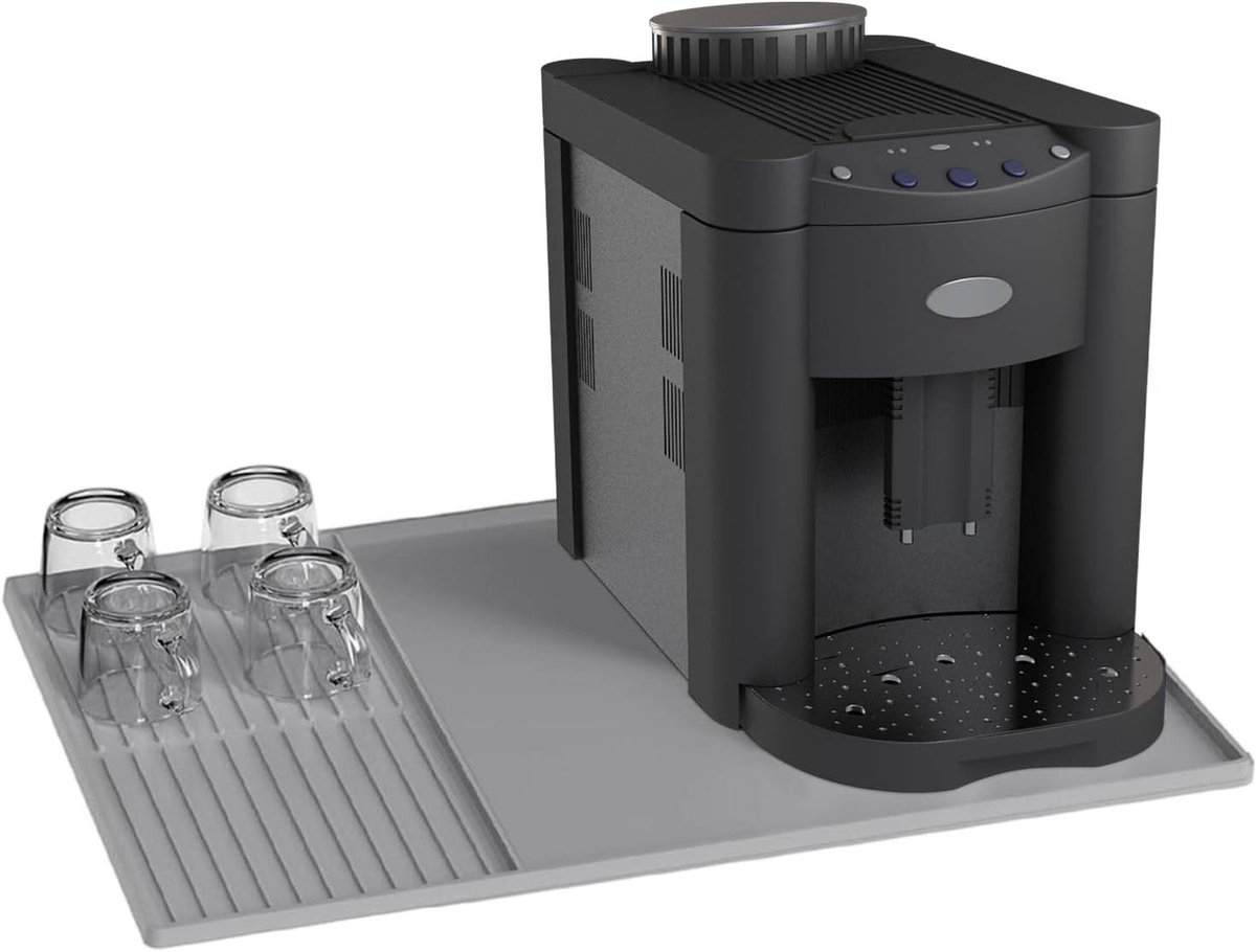 Afdruipmat Keuken - Onderlegger Bar - Afwas Drogen - 2-in-1 Design - 61 x 40.5 cm - Grijs