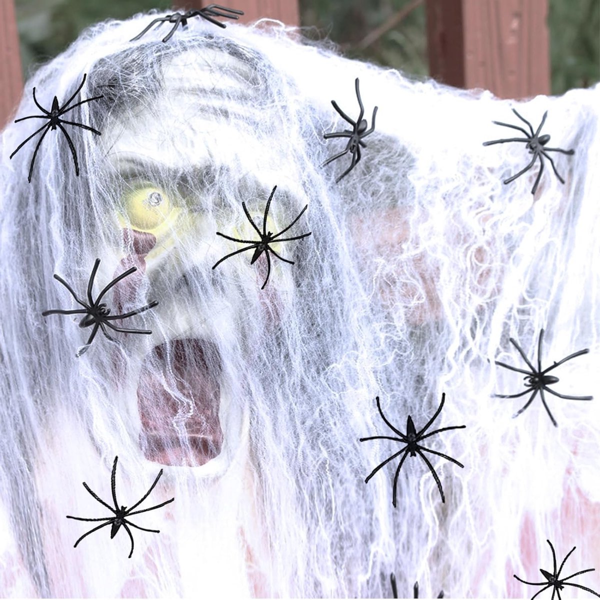 Spookachtige Halloween Spinnenweb Versiering met 12 Nepspinnen voor Creepy Decoraties en Feestaccessoires - 60g Rekbare Kunststof Spinwebs