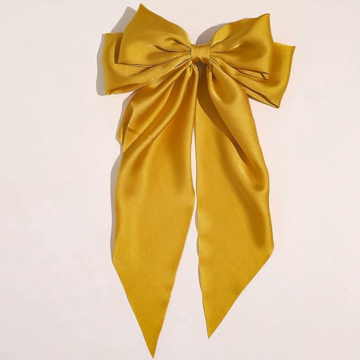 Elegante Haarspeld van 40 cm met Grote Stoffen Strik voor Dikke en Dunne Haarsoorten, Haaraccessoires voor Vrouwen en Meisjes, Geel