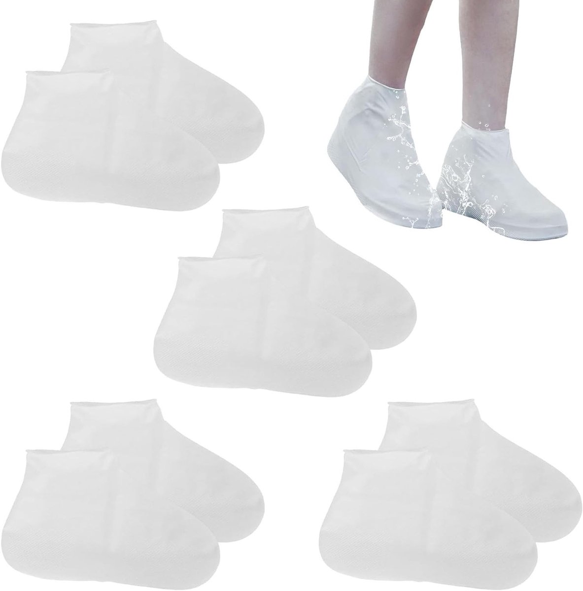 Draagbare Silicone Regenoverschoenen - Herbruikbare Waterdichte Overschoenen voor Schoenbescherming in Maten L/M/S en Kleur Wit