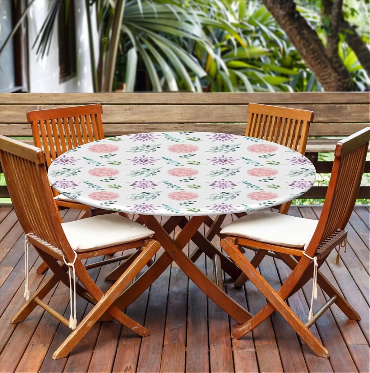 Rond Tafelkleed - Afwasbaar Kleed - Tafel Beschermen - Elastische Rand - 44 inch - Roze Roos