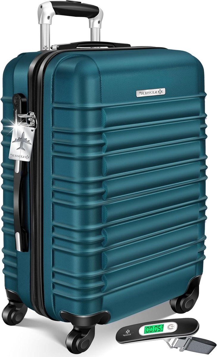 Reis koffer - Trolley koffer - Reizen organiseren - Geïntegreerde weegschaal - 66 cm - 84L - Petrol groen