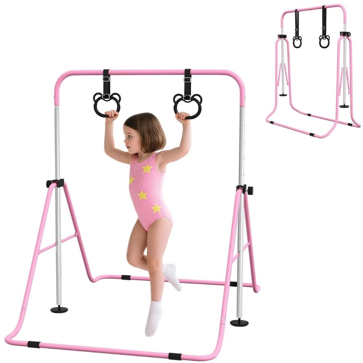 REN® Duikelrek - Rekstok - Turnrek - 3' tot 5' verstelbare hoogte - antislip - Roze - 105cm x 39cm x 118cm