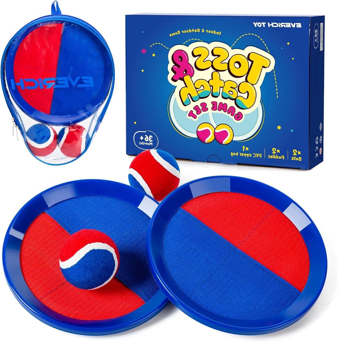 Werp en vang balspel - Schepbal spel - Buiten spelen - Verbeterde onbreekbare materialen - 2 paddles 2 ballen