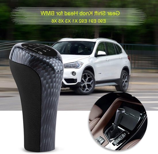 6 Versnellingspook Knop met Borduursel voor BMW E90 E91 E92 X1 X3 X5 X6 - Carbon Fiber Design en Comfortabele Grip — afbeelding 5