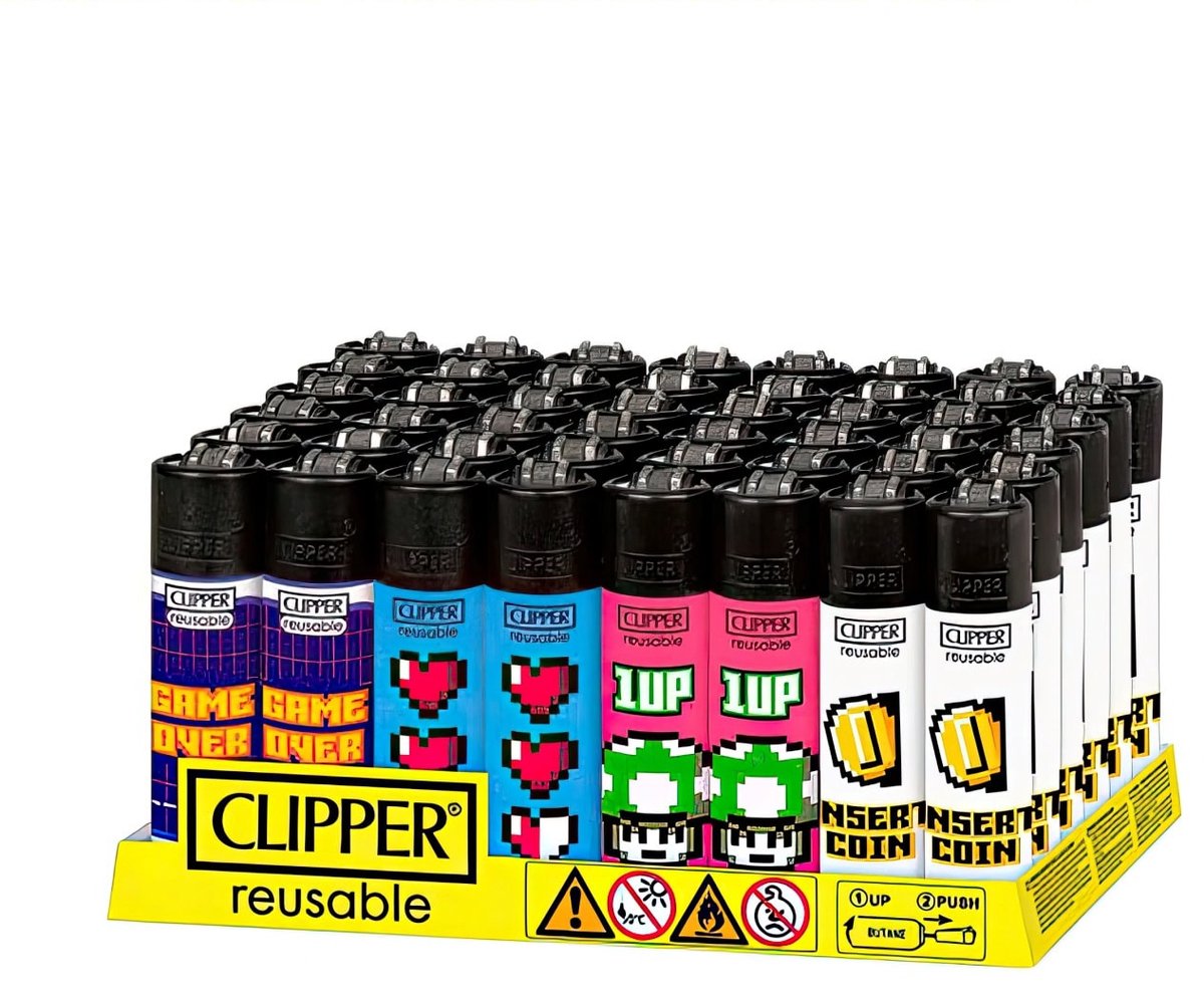 Clipper Classic Large Aanstekers "Games & Hobbies" Display 48 stuks
