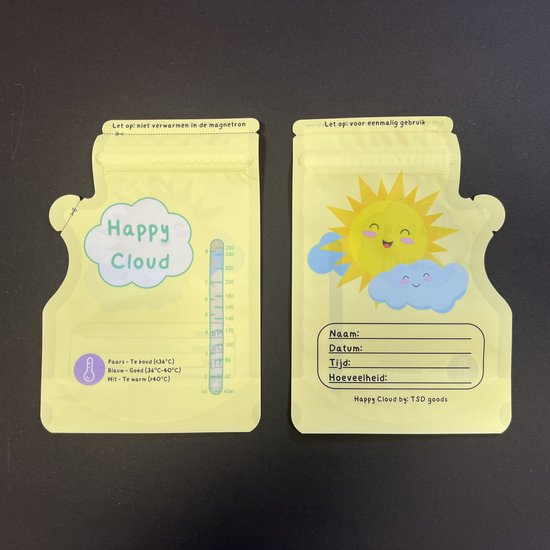 TSD goods (Happy Cloud) - Moedermelk Bewaarzakjes - 60 stuks - Extra groot - 300 ml - met Schenktuit - Borstvoeding Bewaarzakje - Babyvoeding Bewaarbakjes - Borstvoeding Zakjes - Makkelijk beschrijfbaar van TSD goods — afbeelding 2