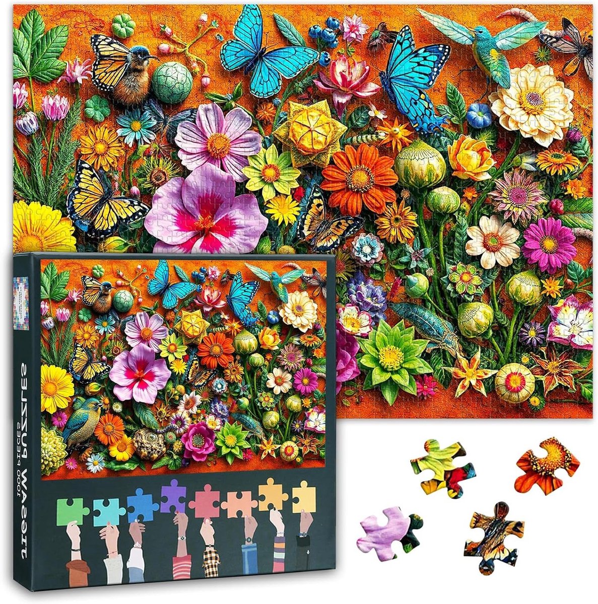 Bloemenpuzzel Volwassenen - Legpuzzel 1000 - Ontspannend Tijdverdrijf - Duurzaam Karton - 50 x 70 cm - Kleurrijk
