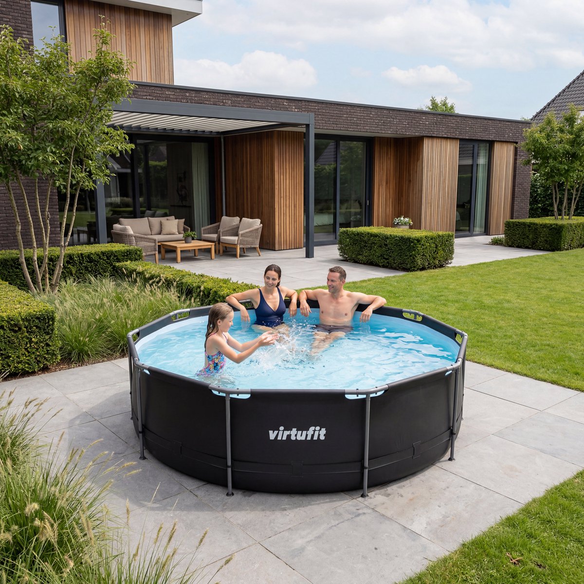 VirtuFit Rond Zwembad Ø366 x 100 cm - Opzetzwembad - Duurzaam & Veilig Stalen Frame - Antraciet — afbeelding 5