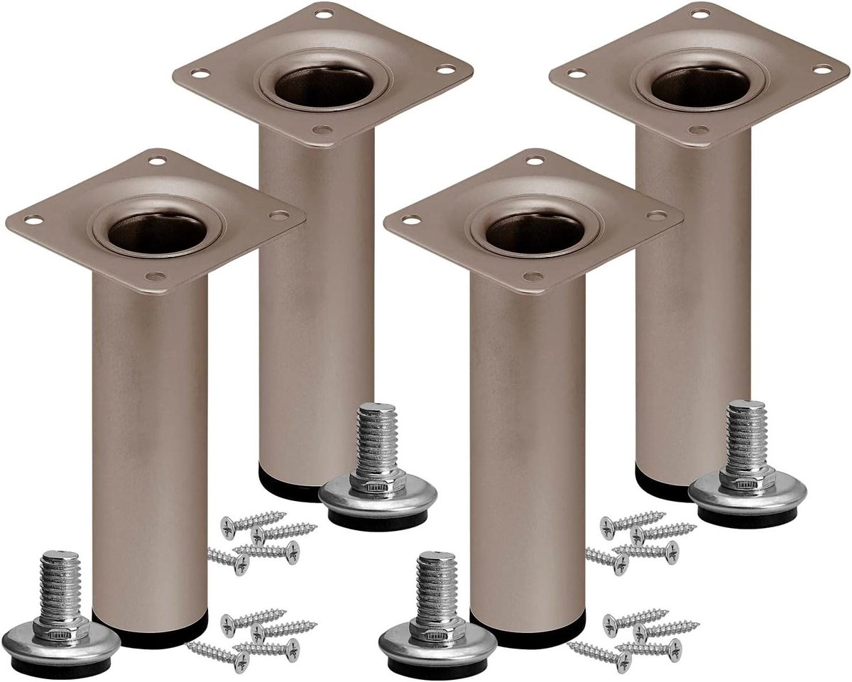 Set meubelpoten - Bankpoten tafelpoten - Meubels verhogen - In hoogte verstelbaar - 12 cm - Mat roestvrij staal