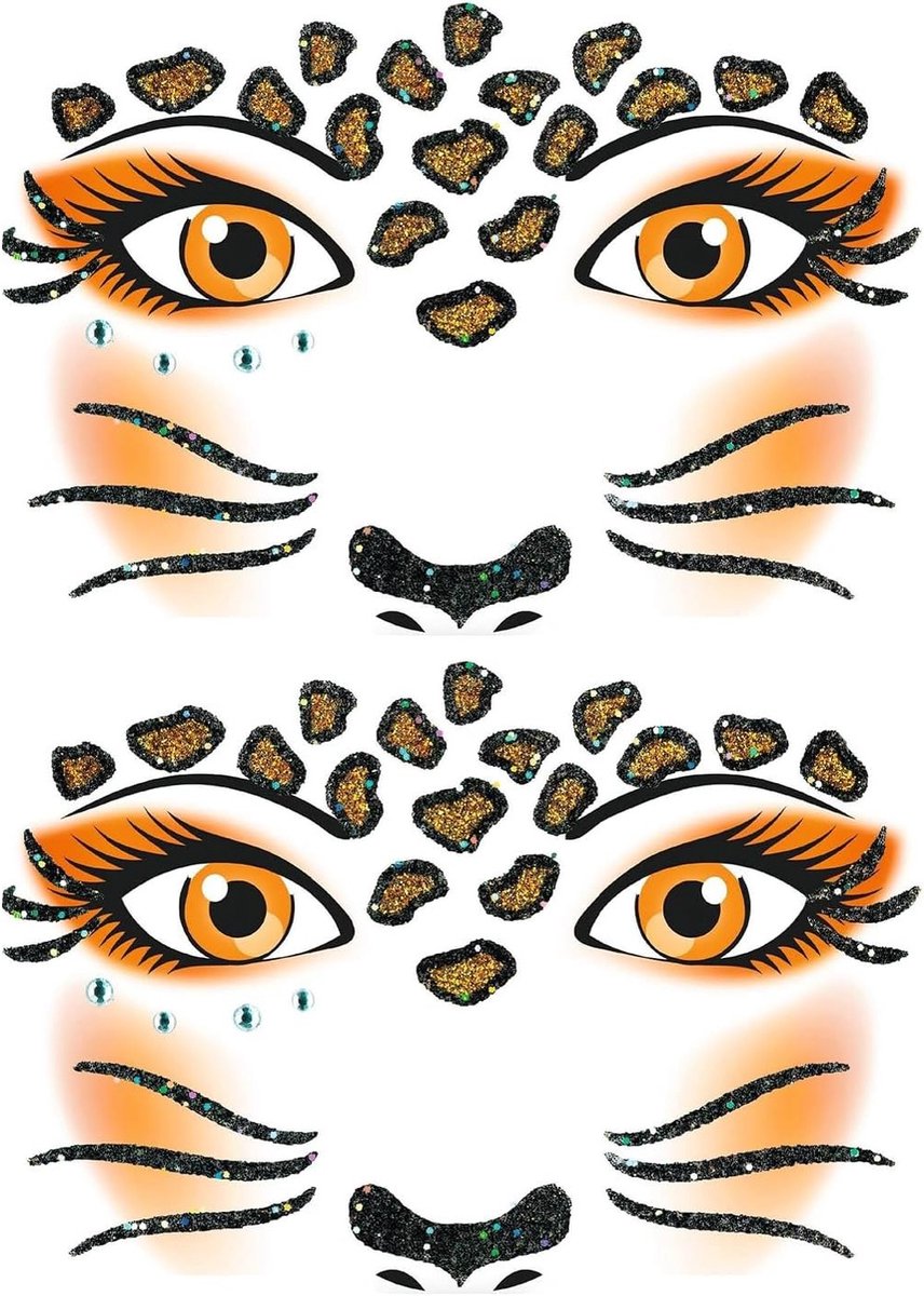 2 Stuks Herbruikbare Leopard Tattoos voor Halloween, Cosplay en Festivals - Unieke Make-up en Stage Accessoires