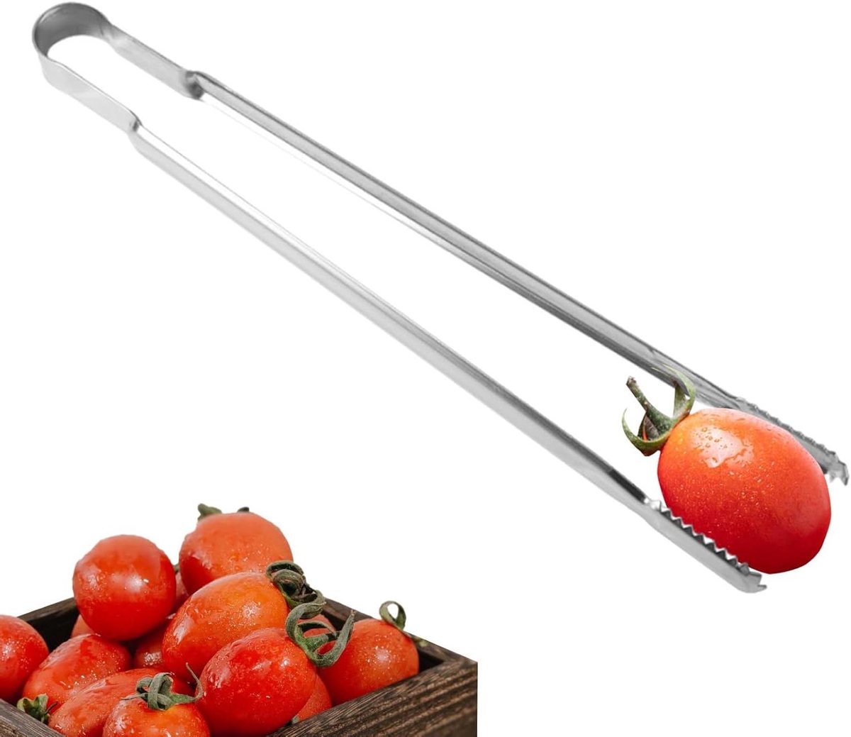 Barbecuetang Lange - Keuken Grill Tang - Buiten Koken - Verbeterde Stabiliteit Gekarteld - 398 cm - Wit