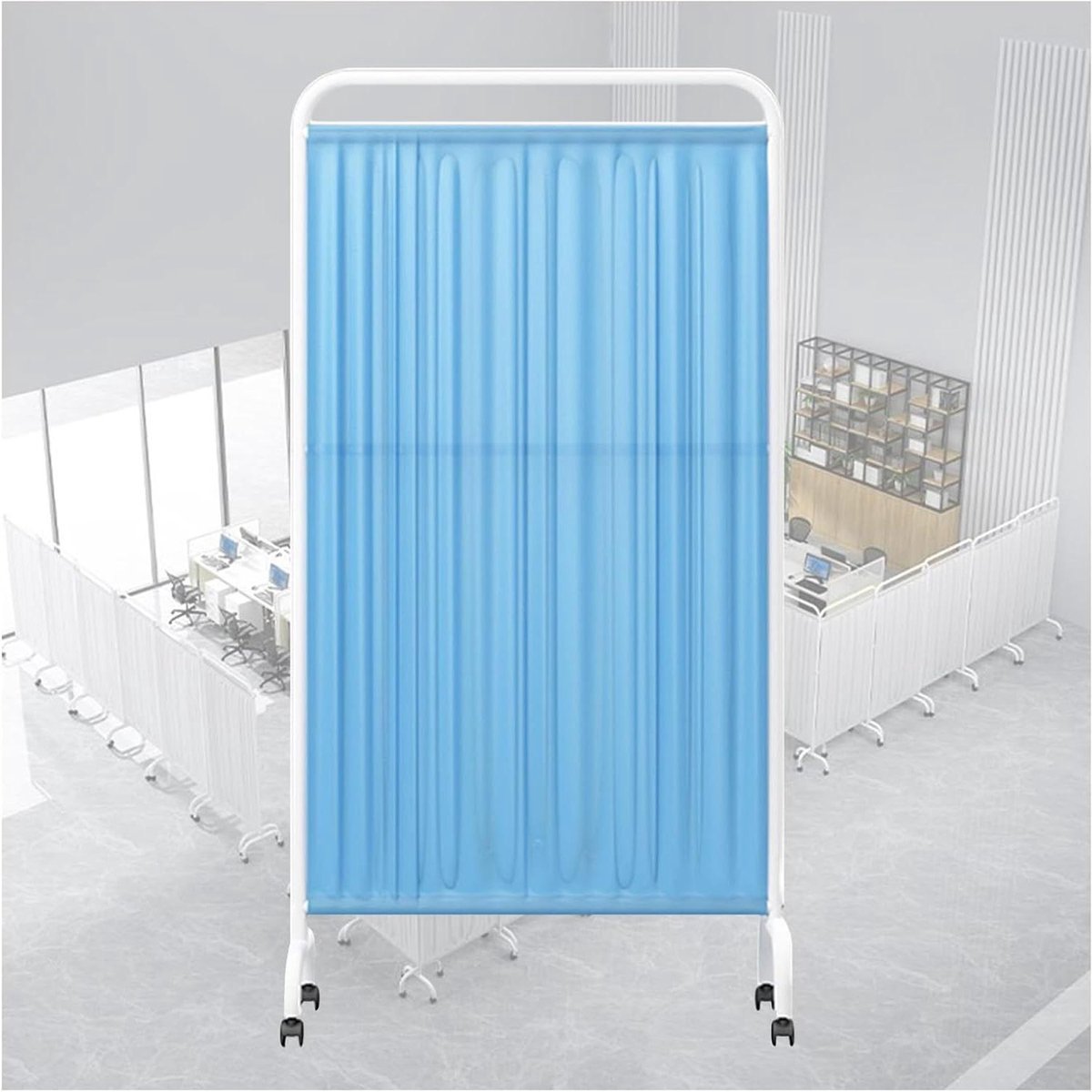 Opvouwbare Ruimteverdeler - Mobiele Wand - Privacy Creëren - Met Zwenkwielen - 180 cm Hoog - Blauw