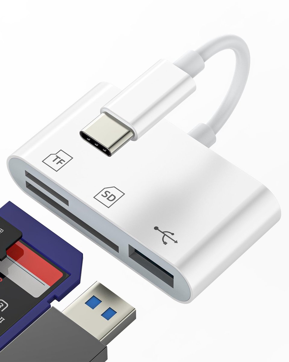 Store_7 - USB C SD Kaartlezer - 3-in-1 - Voor iPhone en iPad - USB 3.0 - Compatibel met MacBook - Geschikt voor Samsung - Ideaal voor dataoverdracht
