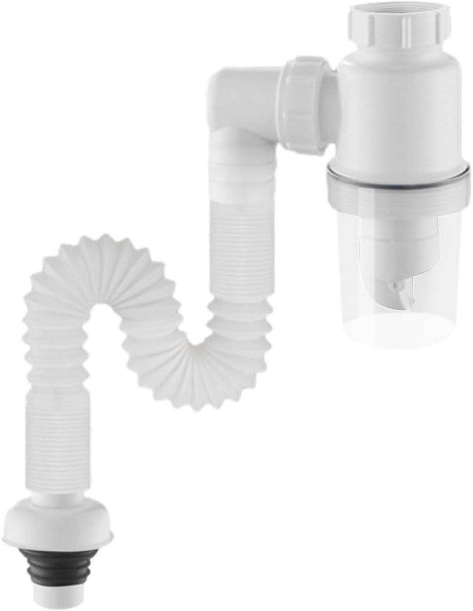 Afvoersysteem - Gootsteenbuis P-trap - Keuken Sanitair - Flexibel Verstelbaar - 32mm 45mm - Grijs