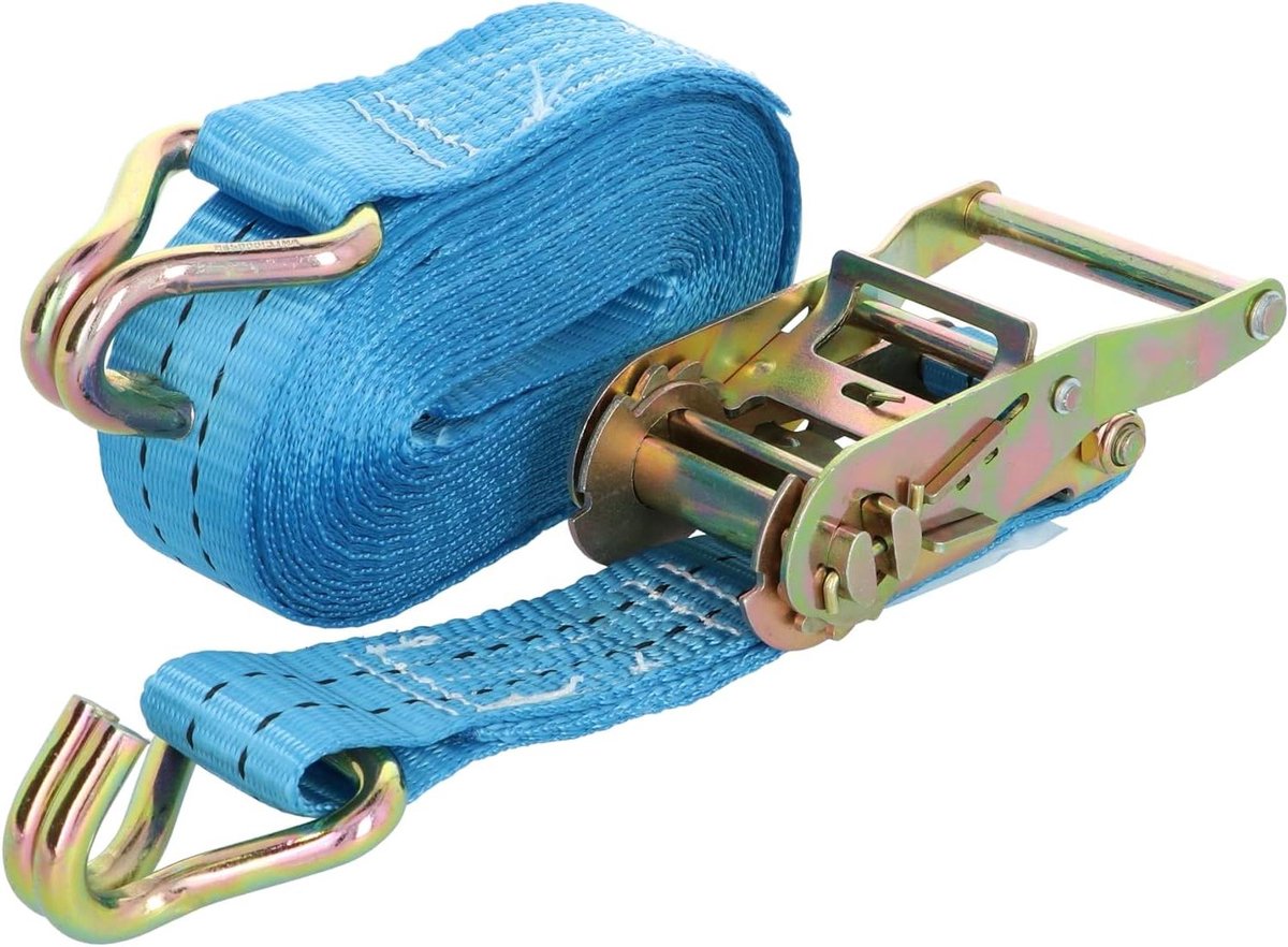 Spanband met Ratel - Lading Zekeren - Transport Goederen - Met Haken - 7 Meter - Blauw