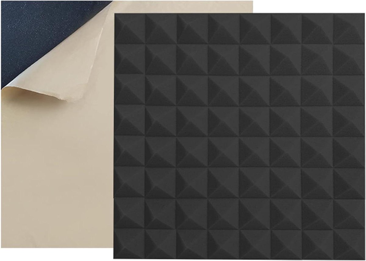 Geluidsisolatie Schuim - Akoestische Panelen - Studio Geluidswerking - Hoge Dichtheid Schuim - 25x25x5cm 10st - Zwart