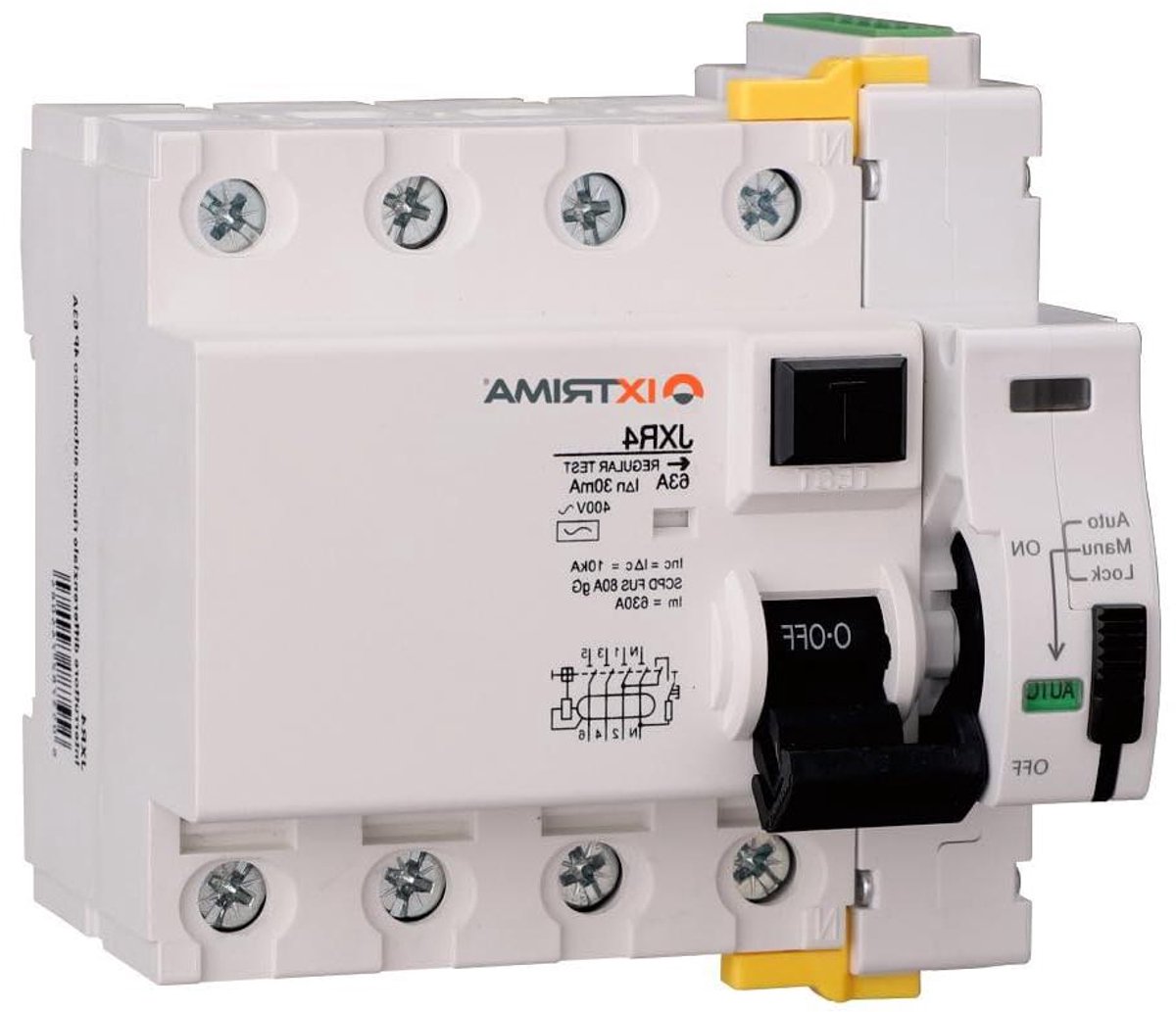 Aardlekschakelaar - Stroomonderbreker - Elektrische Beveiliging - Automatische Terugstelling - 4-polig 63A - Wit