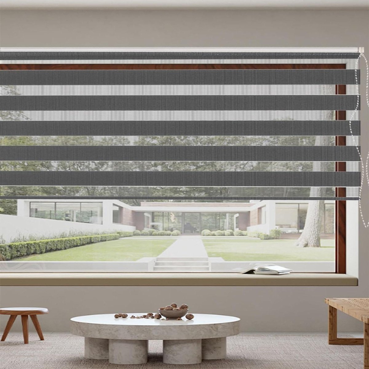 Duo Rolgordijn - Zonwering Gordijn - Privacy en Zon - Variabele Strepen - 100 x 150 cm - D