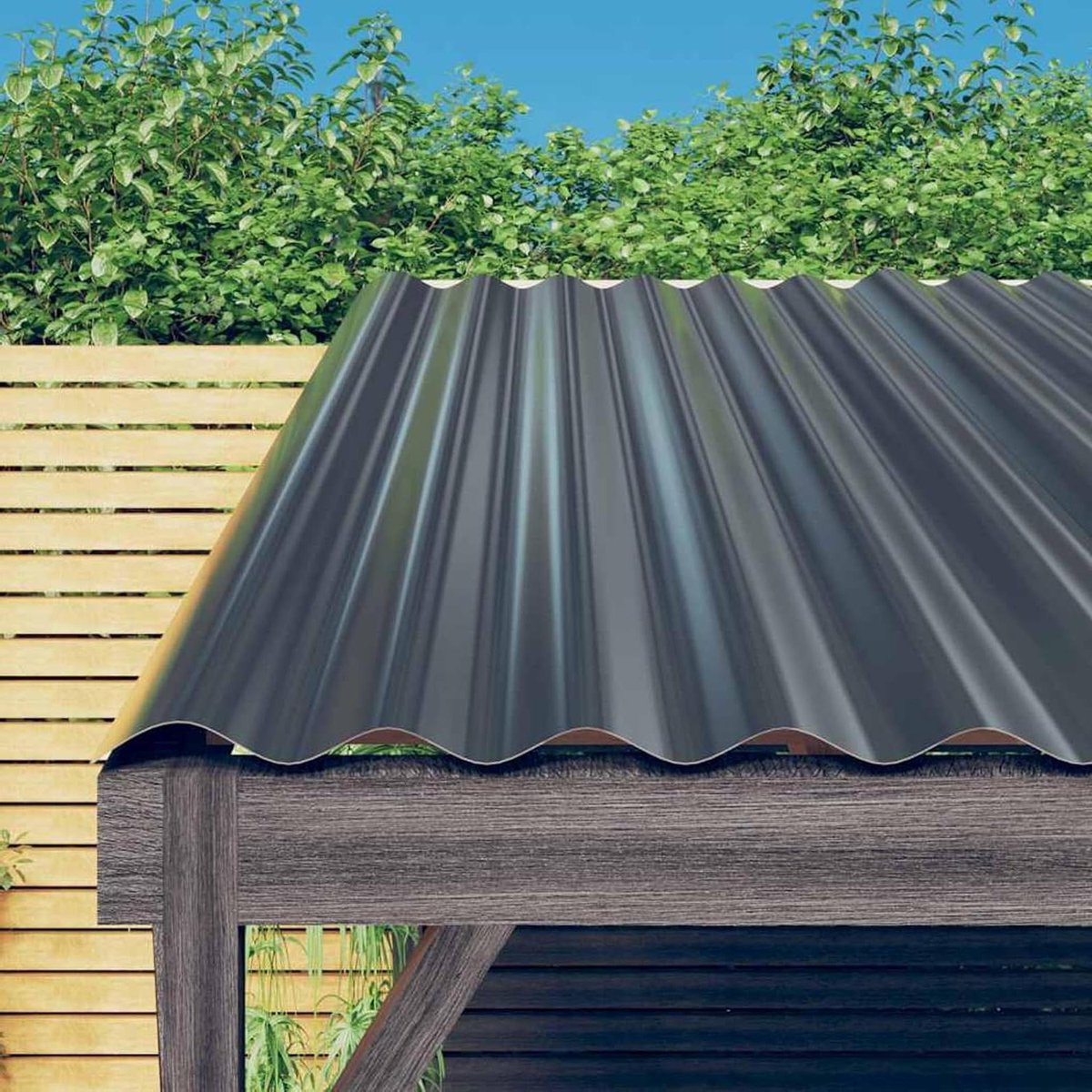 Dakpanelen - Golfplaten - Dakbedekking - Weerbestendig staal - 12 stuks 80x36 cm - Antraciet