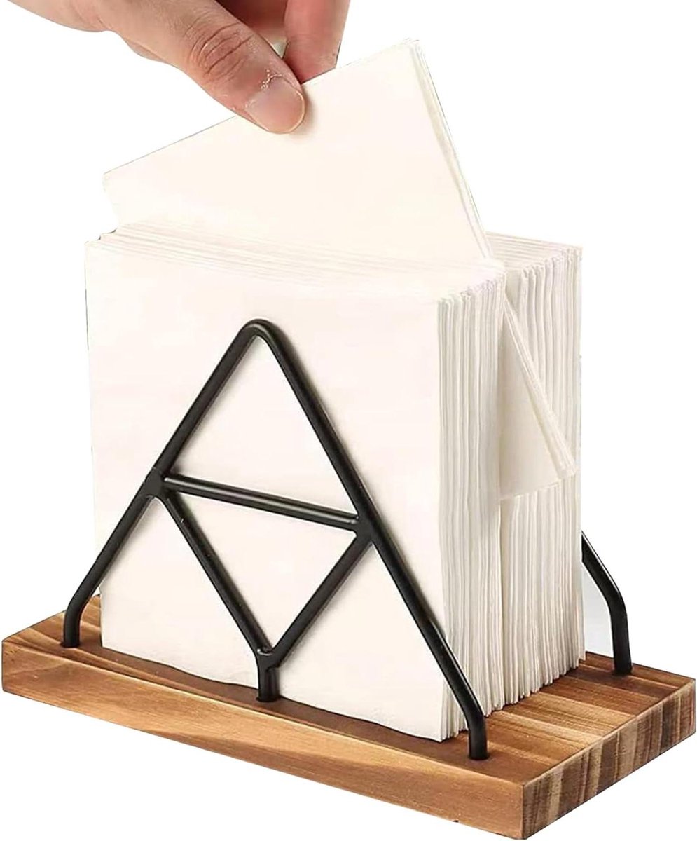 Servethouder - Staande houder - Tafel decoreren - Houten metaal - 17 cm - Natuurlijk