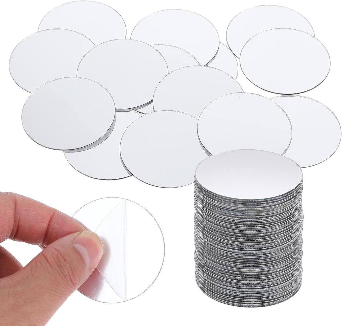 Mini Ronde Spiegeltegels 5cm - 50 Stuks Zelfklevende Spiegels voor Creatieve DIY Projecten en Wanddecoratie