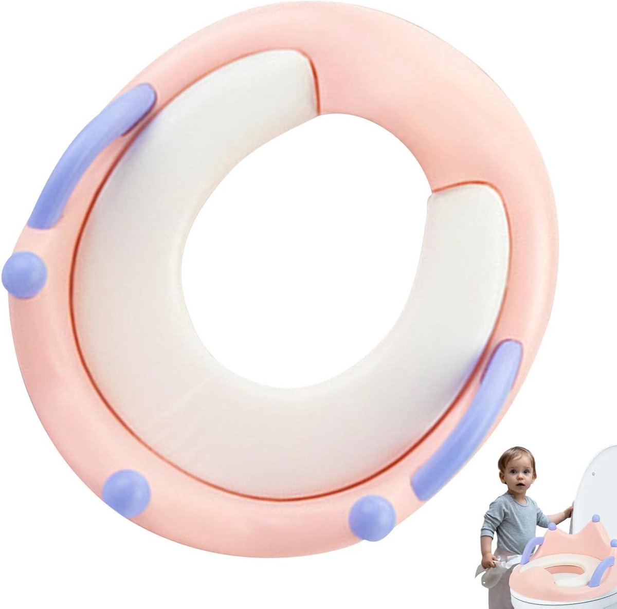 Toiletbril voor kinderen - Potjestraining stoel - Zindelijkheidstraining thuis - Antislip met rugleuning - 434 x 365 cm - Roze