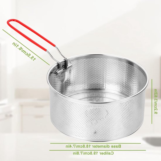 Roestvrijstalen Frituurmand met Lange Handgreep, Ideaal voor Frituren, Koken en Bakken, Keuken Accessoire voor Eten en Snacks van Merkloos — afbeelding 5